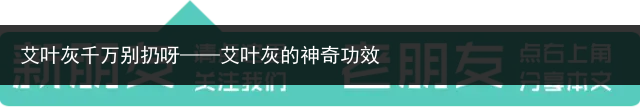 艾葉灰千萬別扔呀——艾葉灰的神奇功效